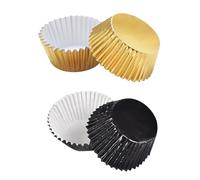 Alipis Lot De 200 Caissettes à Muffins En Papier Aluminium Épais Coupe à Gâteau Noir Et Doré Emballage Cupcake Fête Pâtisserie Emballage 100 Pièces De Chaque Couleur