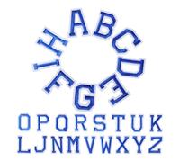 Alipis Lot de 26 Écussons Thermocollants à Lettres Grandes Lettres Brodées en Polyester Bleu Marine, Patchs pour Vêtements, Réparation et Décoration, pour Manteaux, Paquet et T-shirts,