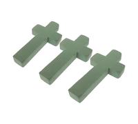 Alipis Lot de 3 Blocs de Mousse de Fleur Verte de Croix, Base Humide Haute Absorption pour Compositions Funéraires, Décoration pour Église et Cimetières, Mousse pour Centres de Table,