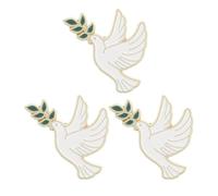 Alipis Lot de 3 Épingles de Poitrine en Alliage de Zinc Blanc de Symbole de Paix avec Oiseau Résistantes la Rouille pour Décoration de Paquet à Dos et Tenue Quotidienne