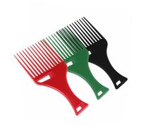 Alipis Lot De 3 Peignes à Fourche Plastique 12 Dents Grosse Taille Pour Cheveux Afro Bouclés Femmes Barbiers Coiffure Professionnelle Usage Quotidien Noir Vert Rouge