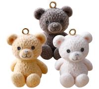 Alipis Lot de 3 Pendentifs Ours Kawaii en Plastique Flocage, Breloques pour Fabrication de Bijoux, Fourniture pour Bracelets et Colliers, Couleurs Café, Blanc et Beige, Accessoires DIY