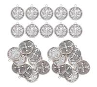 Alipis Lot de 30 Pendentifs Croix Saint Benoît en Métal Breloques Catholiques de Protection Médailles Religieuses pour Chapelet Catholique Création de Bijoux Chrétiens Vintage