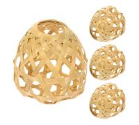 Alipis Lot de 4 Abat-Jours en Bambou Tressé Mini Taille Ronde Ombre Claire pour Lampe Suspendue Style Rustique Housse de Lampe en Bambou Adaptée pour Décoration Intérieure et