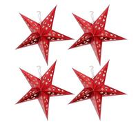 Alipis Lot de 4 Abat-Jours Pentagramme en Papier 3D Rouge 30 CM Suspendre Plafond Décoration Noël et Fête D’Anniversaire Guirlande D’Étoiles à Cinq Branches en Papier