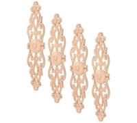 Alipis Lot de 4 Appliques en Bois Sculpté 32X8 CM Décorations Murales en Bois Brut pour Meubles Ornements Décoratifs pour Portes et Meubles Appliques Pratiques pour Art et Artisanat