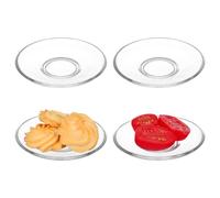 Alipis Lot de 4 assiettes en verre transparent - Petites assiettes à collation - Soucoupes à thé - Assiettes ménagères - Assiettes de service pour dessert, fruits, tasse à thé, tasse à café (3 140 cm)