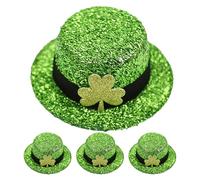Alipis Lot de 4 chapeaux hauts-de-forme verts avec pinces pour la Saint-Patrick - Barrettes festives pour déguisement irlandais - Mini chapeau haut-de-forme vert avec pince