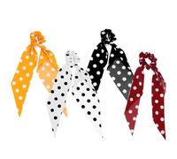 Alipis Lot de 4 Élastiques à Cheveux en Fil de Soie Nœud Ruban Long Imprimé à Pois, Élastiques Simples et Résistants pour Maintenir Cheveux en Place, Accessoire pour Couleur Aléatoire