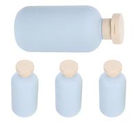 Alipis Lot de 4 Flacons de Shampoing Rechargeables en Plastique Pp Bleu 200ml avec Bouchon Étanche et Large Embouchure pour Voyages et Salle de Bain