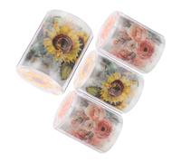 Alipis Lot de 4 Rouleaux de Ruban Adhésif Pet Décoratif pour Scrapbooking Motif Plantes Vintage, 2m par Rouleau, pour Décoration et Cartes de Noël