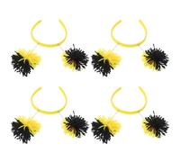Alipis Lot de 4 Serrage-têtes Abeilles Noir et Jaune Pompons Duveteux, Bandeau Amusant Léger pour Fête Nationale, Costume Scolaire et Accessoires Cheveux Cosplay