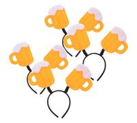 Alipis Lot de 4 Serrage-Têtes Festifs de Chope de Bière Jaune Bandeaux Fantaisie Légers pour Fêtes Oktoberfest et Déguisements Accessoire Original pour Célébrations Animées