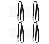 Alipis Lot de 4 Set de Sets de Porte-cartes Étanches en Pvc Transparent Vertical avec Lanière, Porte-badge Polyvalent pour Cartes D'identité, Badges Professionnels et Scolaires,