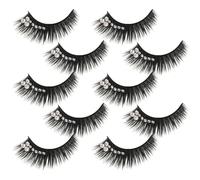 Alipis Lot de 5 Paires de Faux Cils Longs et Ornés de Strass Effet Maquillage des Cils Exagéré et Naturel Cosmétiques pour Spectacle et Soirée