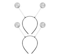 Alipis Lot de 5 Serrage-Têtes Martiens à Paillettes Argentées Boules en Mousse Blanches Accessoires Légers en Plastique Bandeaux pour Fête Déguisement Extraterrestre Adultes et