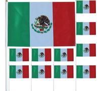 Alipis Lot de 50 Drapeaux Mexicains à Bâton à Main en Polyester 14x21 Cm, Décorations de Fête Mexicaines, Ornements Patriotiques pour Événements et Célébrations