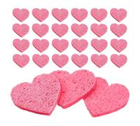 Alipis Lot de 50 Éponges Visage Comprimées en Cellulose Naturelle Forme Cœur Rose, Adaptées Peau Sensible, pour Voyage et Paquet de Toilette Femme