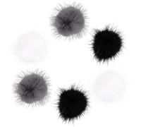 Alipis Lot de 6 Boules Décoratives Magnétiques pour Ongles Pompons Amovibles en Fausse Fourrure Noir Blanc et Gris Accessoires Nail Art DIY pour Embellissement et Beauté des Ongles