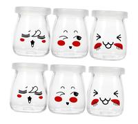 Alipis Lot de 6 Bouteilles de Conservation en Verre 100ml avec Couvercle, Pots à Yaourt et Confiture, Faciles à Nettoyer la Main et Compatibles Lave-vaisselle, pour Plusieurs styles