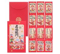Alipis Lot de 6 Enveloppes Rouges Chinoises Épaisses pour Nouvel An Lunaire 2026 Enveloppes Traditionnelles du Nouvel An Chinois pour Argenté Motifs Année du Cheval Paquet de 10 Sets