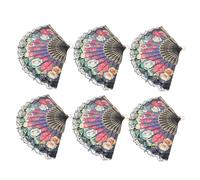 Alipis Lot De 6 Éventails Pliants en Dentelle Et Plastique à Motifs Floraux Rouges, Accessoires pour Mariage Et Danse, Style Espagnol Traditionnel, Pliables Et Légers, pour Fête Et Cosplay
