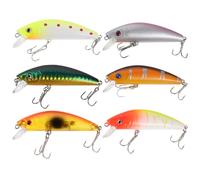 Alipis Lot de 6 Leurres Durs Phosphorescents pour Pêche Nocturne Imitation Crevette Couleurs Variées avec Hameçons Intégrés Adaptés Eau Douce et Mer