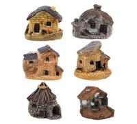 Alipis Lot de 6 Mini Maisons en Résine Couleur Café Décoration Rustique pour Bonsaï et Bureaux sans Entretien Créativité DIY