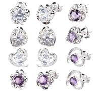 Alipis Lot de 6 Paires de Boucles D'oreilles en Alliage pour Femmes, Forme Cœur et Fleur, Design Créatif Chic, Bords Lisses et Hypoallergéniques, Teinte Violet