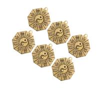 Alipis Lot de 6 Pendentifs Porte-clés Charme Décoratif Bronze Antique, Couleur Cuivre, Pendentif Huit Diagrammes pour Décoration Feng Shui, Protection et Amulette, Usage Artisanal et Quotidien