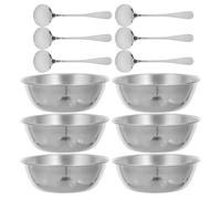 Alipis Lot de 6 plats à sauce en acier inoxydable de 100 ml, petits bols à condiments avec cuillères pour sauce soja, apéritif, dessert, glace et céréales