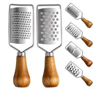 Alipis Lot de 6 râpes à fromage en acier inoxydable avec manche en bois, éplucheur et trancheur pour fromage, citron, gingembre, ail, fruits, légumes, chocolat