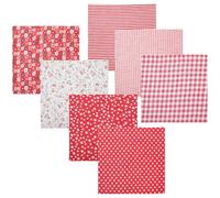 Alipis Lot de 7 Pièces de Tissu Patchwork en Coton Imprimé Rouge 25X20 CM Assortiment Couture DIY pour Quilting Décoration Textile et Projets Manuels Bébé