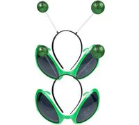 Alipis Lunettes Fantaisie et Bandeaux Antennes Martiennes Verts 4 Pièces, Accessoires Cosplay pour Soirées Déguisées et Photomatons