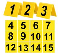 Alipis Marqueurs de Preuves Multifonction Triangulaires en Plastique Robuste 15 Pièces Numérotées 1-15 Fond Jaune Caractères Noirs Panneaux de Table Stables pour Restaurant et