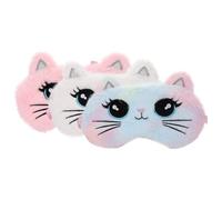 Alipis Masque de Sommeil en Peluche 3 Pièces Motif Chat Mignon, Bandeau Élastique Confortable, Sieste la Maison, Présent pour Bien Dormir
