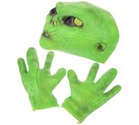 Alipis Masque Réaliste D'alien en Latex Vert Clair avec Moufles, Léger et Confortable, pour Carnaval et Festivals D'halloween Adultes
