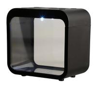 Alipis Mini Aquarium Paysager Noir avec Lampe Intégrée, Boîte D'élevage de Poissons Facile à Ranger en Plastique, pour Décoration de Bureau ou Café