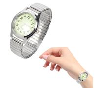 Alipis Montre Lumineuse Classique à Bracelet Élastique, Mouvement | Verre Organique et Acier Inoxydable, Cadran à Lettres sans Chiffres, Style Chic pour Toutes Occasions