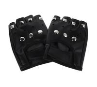 Alipis Moufles Punk sans Doigts en PU Noir à Rivets, Moufles -Doigts de Mode Gothique, Ergonomiques et Antidérapants, pour Cyclisme et Course, Hommes Adultes
