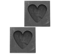 Alipis Moule à Lingots en Graphite Forme Cœur 2pcs pour Affinage de L'or Cuivre Haute Stabilité et Démoulage Facile pour Fusion et Moulage
