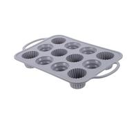 Alipis Moule Silicone Cavités avec Poignée Antidérapante Moule à Cupcakes Polyvalent Silicone Alimentaire avec Insert pour Pâtisserie Chocolat et Biscuits Cuisson Sécurisée