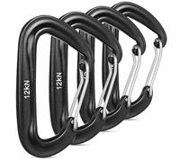 Alipis Mousquetons Alliage D'aluminium 12kn 4 Pièces, Crochets Robustesse Élevée pour Tentes de Camping et Escalade en Plein Air