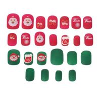 Alipis Ongles Press Almond Courts pour Fête de Noël Faux Ongles Amovibles Style Français Manucure DIY Résistante et Élégante pour Célébrations Hivernales