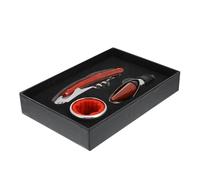 Alipis Outil D'ouverture De Vin 3 Pièces Tire-Bouchon Inoxydable Poignée Ergonomique Rouge, Ensemble pour Bar Et Fête Goutte-à-Goutte Et Anneau en Tissu Rouge, Coffret Présent Portatif