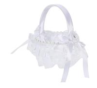 Alipis Panier de Fleurs de Mariage en Dentelle Blanche, Petit Panier Romantique et Élégant pour Cérémonie, Tissu Délicat Poignée, pour Filles de Fleurs