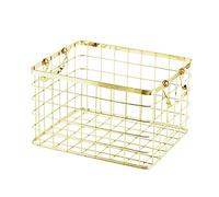 Alipis Panier De Rangement En Fer Doré, Taille S, Conteneur De Rangement Ménager Résistant à La Corrosion, Fond Lesté Pour Stabilité, Panier Multi-usages Pour Linge, Bureau Et Maison