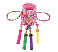 Alipis Panier Décoratif Tressé Pampilles Ethniques pour Garçon Fille en Plastique Panier Multi-fonctionnel pour Rangement Quotidien et Bureau