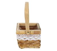 Alipis Panier Tressé à Main Khaki en Bambou, Base Stable, Décoration | Porte-fleurs D'intérieur, Rangement Chambre, Style Chic, Tressage Manuel, Format Carré