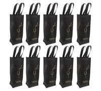 Alipis Paquet à Vin Réutilisable et Base Renforcée en Tissu Non Tissé 10 Pièces Noir avec Poignée Design Simple et Élégant Lors de Fêtes de Noël pour Bouteilles de Vin ou Spiritueux
